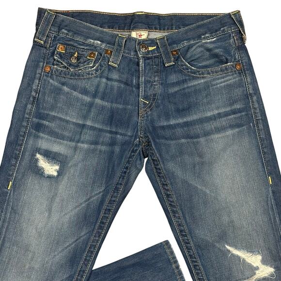 Vintage True Religion Jeans Y2K Size 28 Jordan Straight Leg Distressed denim USA - Picture 3 of 11